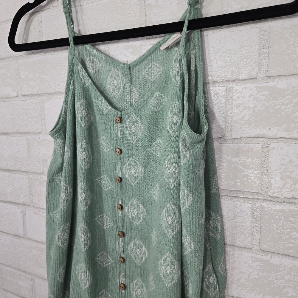 FREE SO Sage Green Printed Button-Front Tank Top - Picture 2 of 14